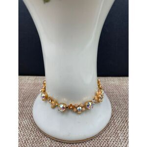 Fresh Flowers Gold-Tone Enamel & AB Crystal Floral Bracelet